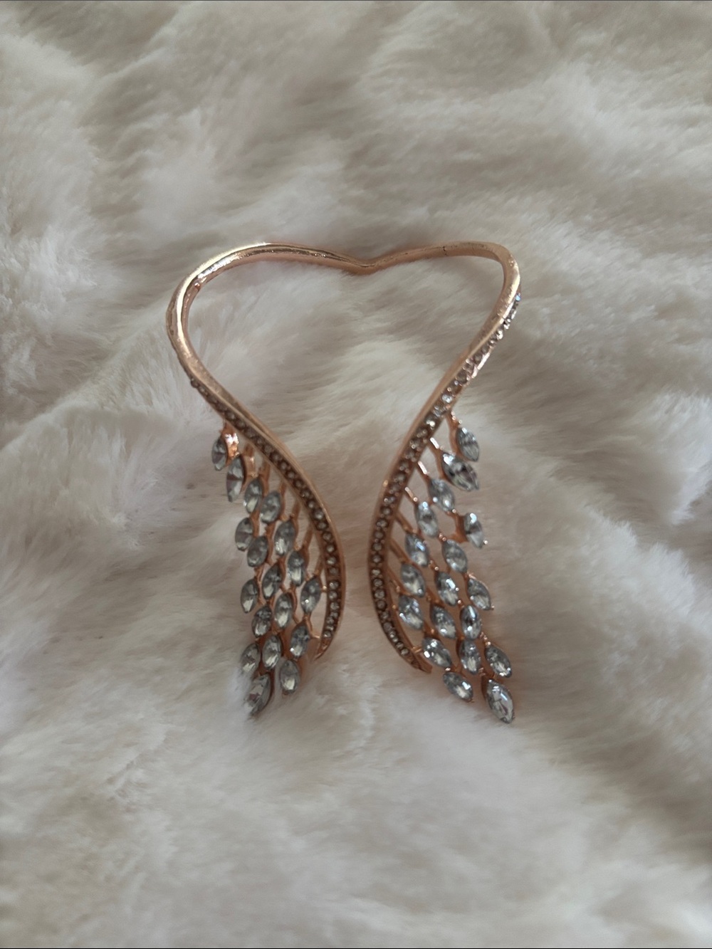 Crystal Wing Heart Bracelet & Ring - Rose Gold
